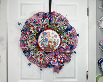 Patriotic wreath for front door, 4th of July, star spangled, veteran, Memorial Day, Independence Day, Star Spangled