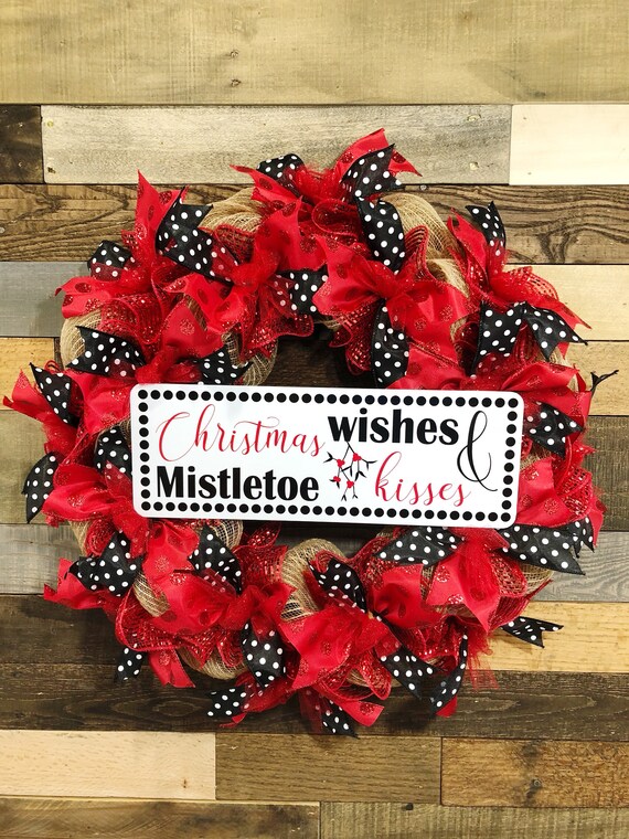 Christmas Wreath For Front Door Thin Christmas Wreath Black Etsy