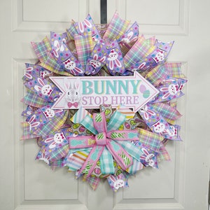 Handcrafted Festive Bunny Wreath - Perfect for Spring and Easter Decor, Easter Wreath, Bunny, Bunny Stop, Gift