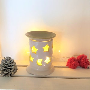 Essential oil burner double function handcrafted ceramic, Perfume diffuser, Aromatherapy, Candle holder