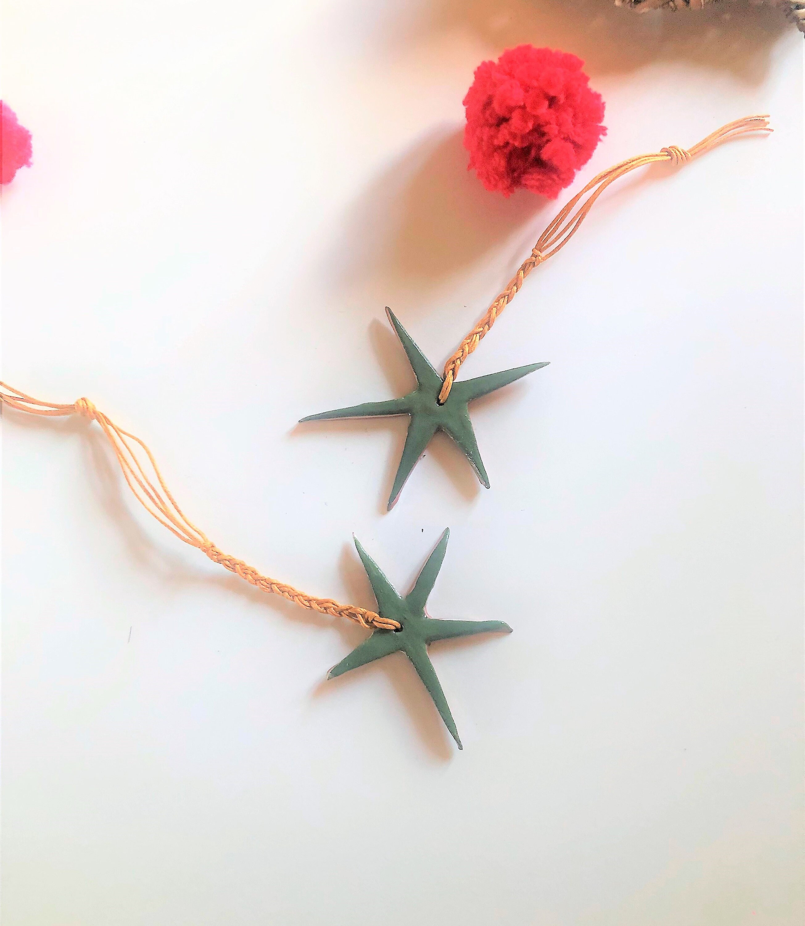 Les Deux Etoiles Bonne Étoile en Céramique à Accrocher Faites La Main