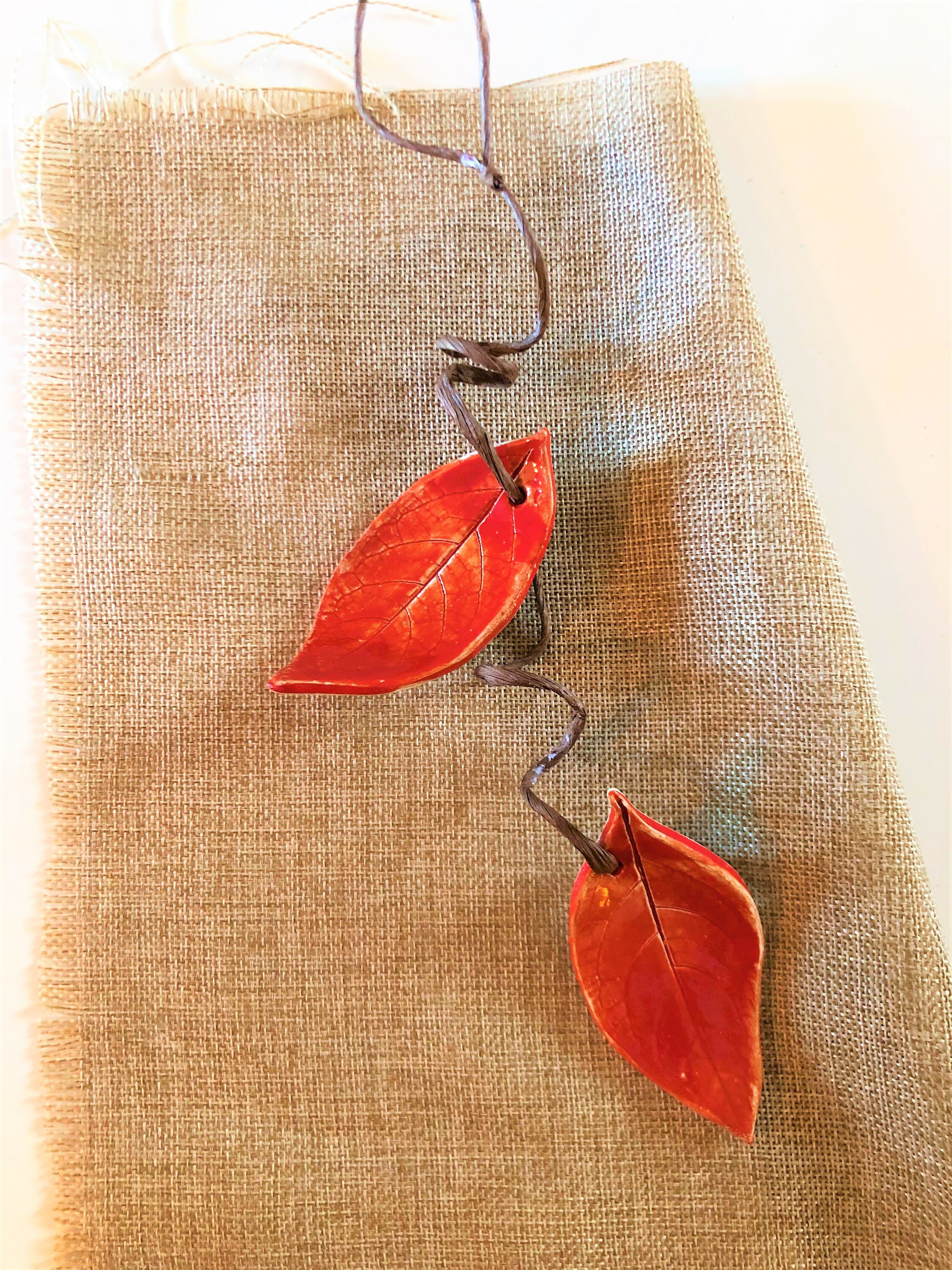 Décoration Bijoux de Maison Feuilles Empreinte Poignée Porte en Céramique Faites à La Main Feuille R