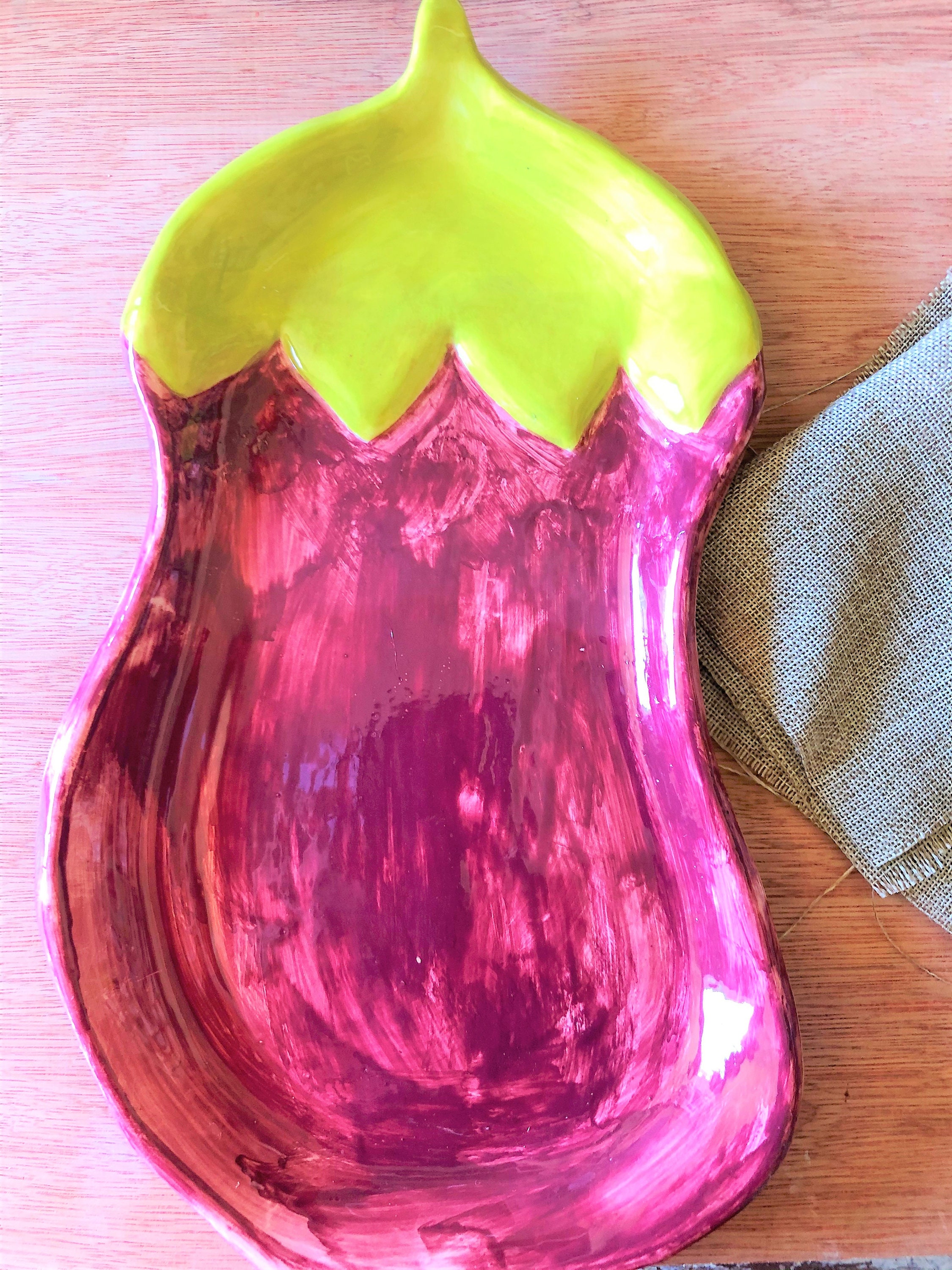 Ceramic eggplant dish Ceramic top Artisanal pottery House Etsy