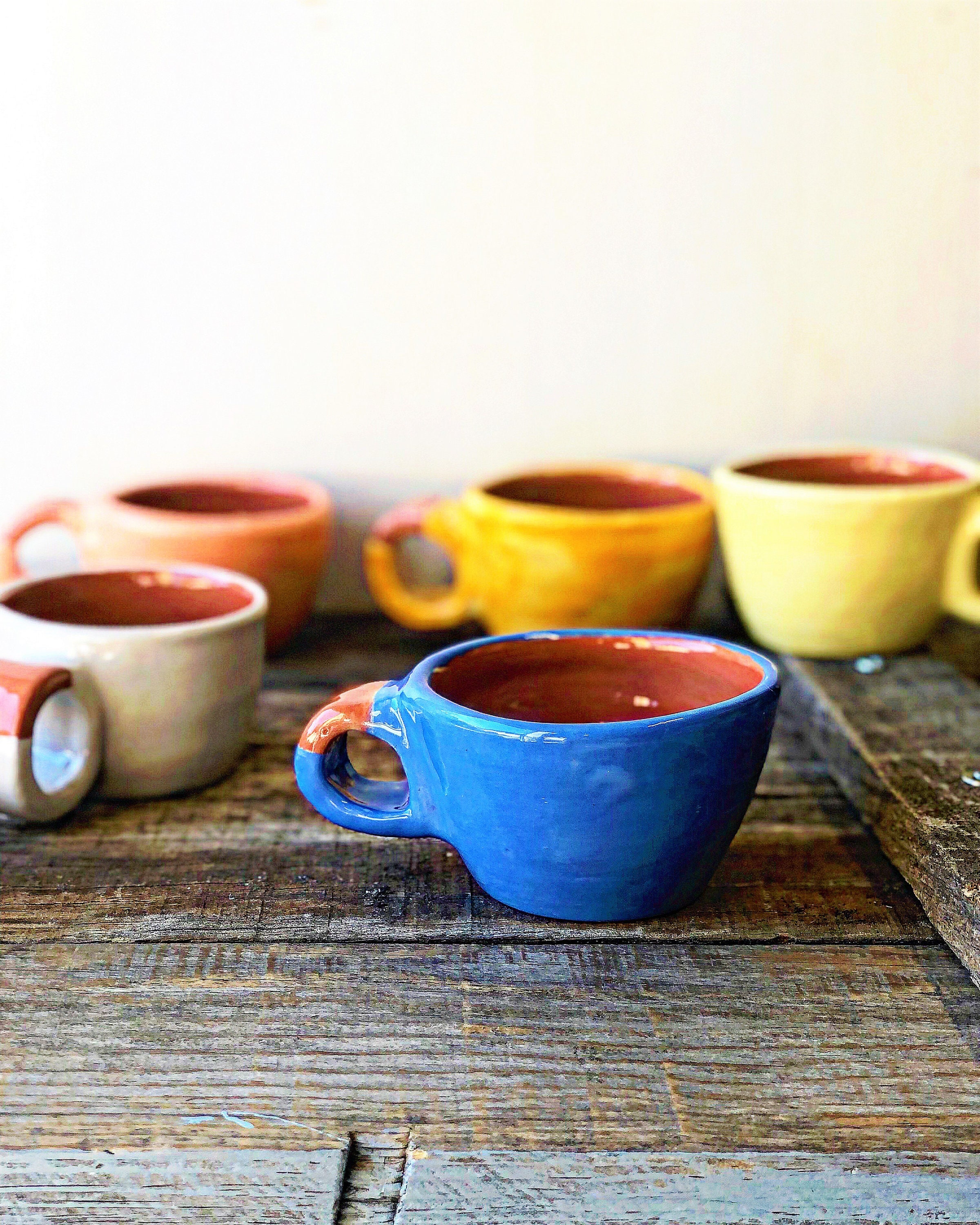 Ceramic Mini Espresso Cups，Coarse Pottery Espresso Cup Creative Tea Cup  with Base，6.7oz Cone Funnel Coffee Cup，For Any Kitchen or Cafe