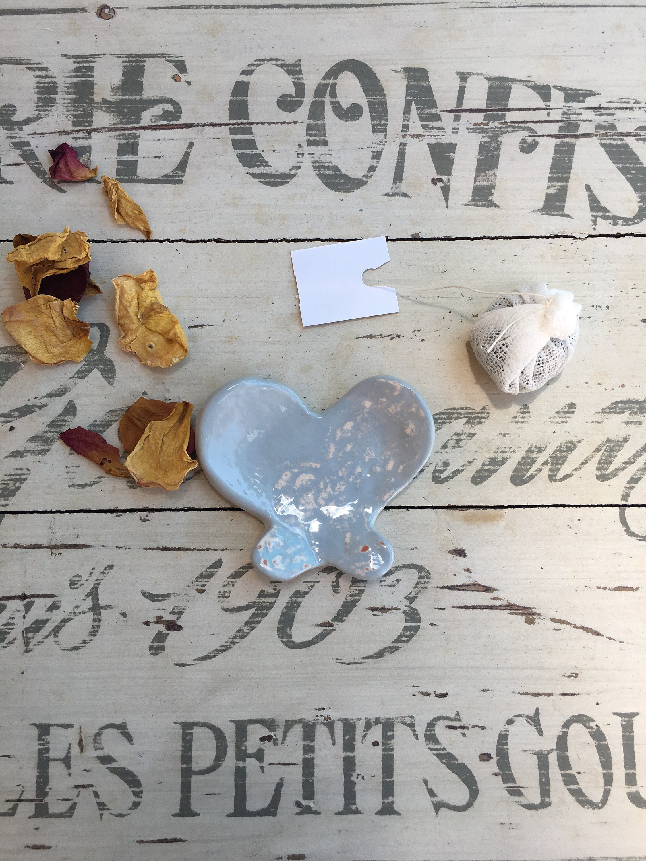 Repose Sachet de Thé Papillon en Céramique Papillon Pose Bleu Céramique