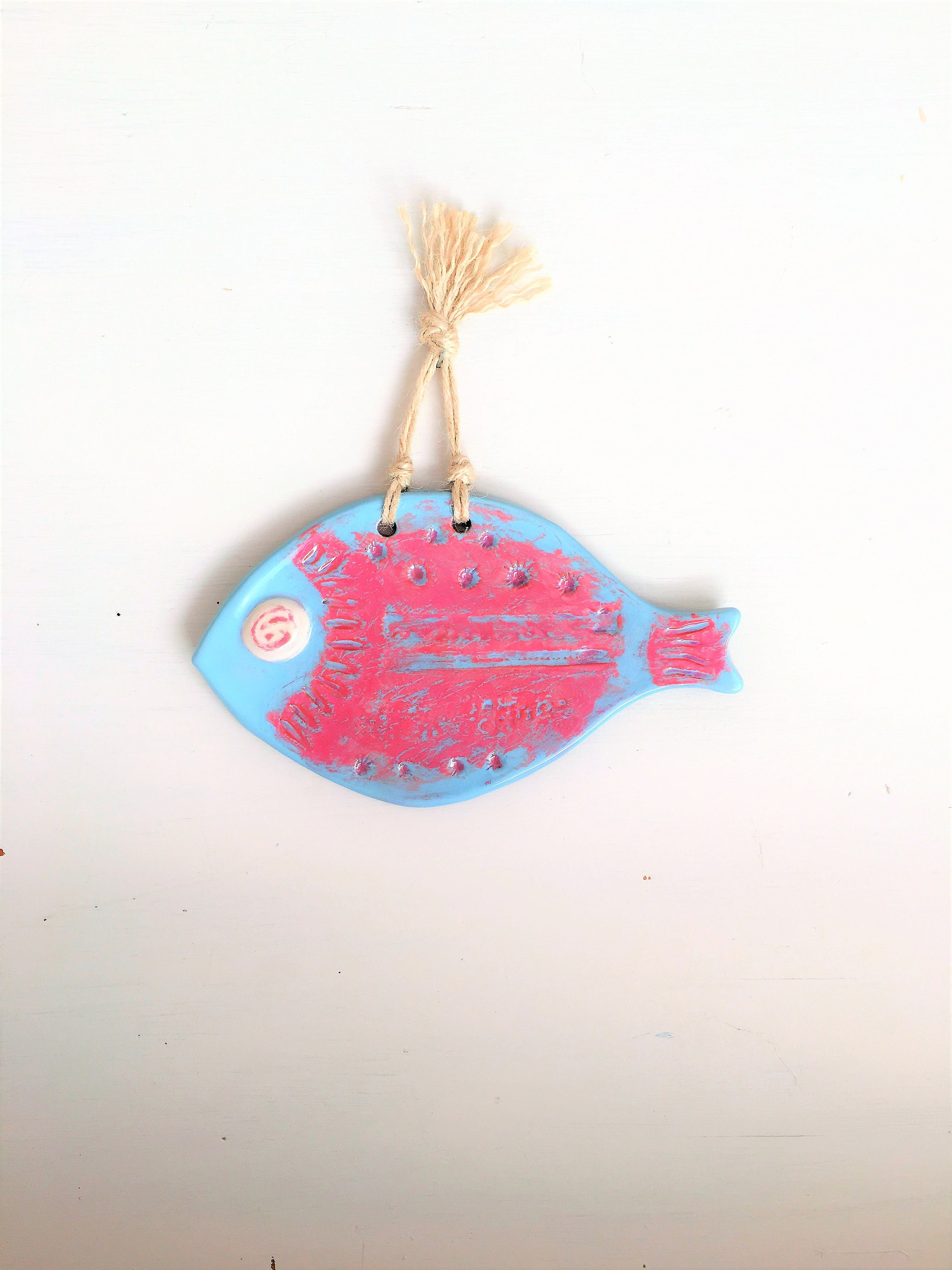 Poisson Méditerranée Mural en Céramique Fait à La Main