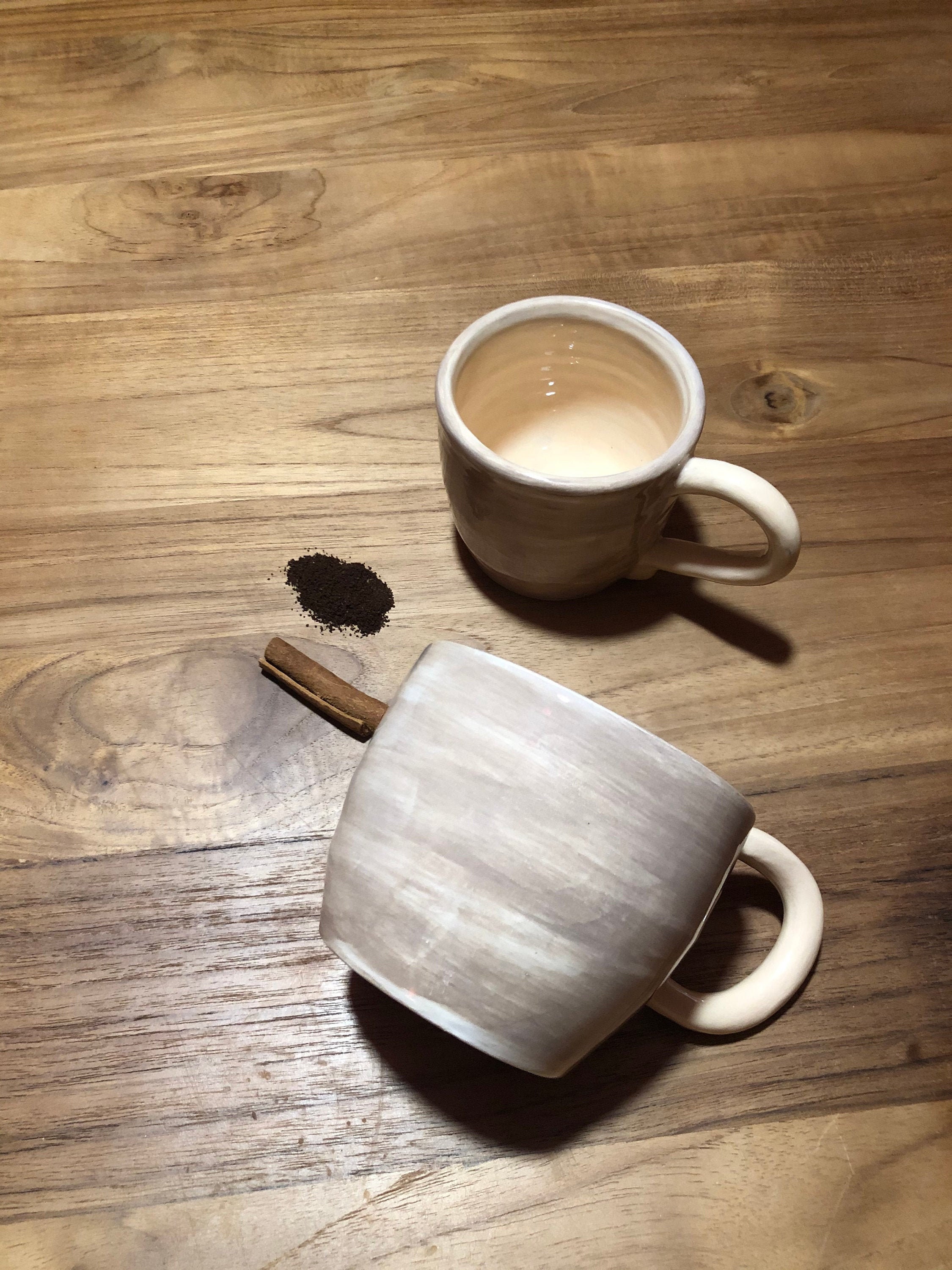 Duo de Grandes Tasses à Cappuccino en Céramique Faites La Main