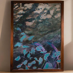 fantasy forest print , sage green wall art , plein air painting , acrylic nature painting , green forest painting , , peinture