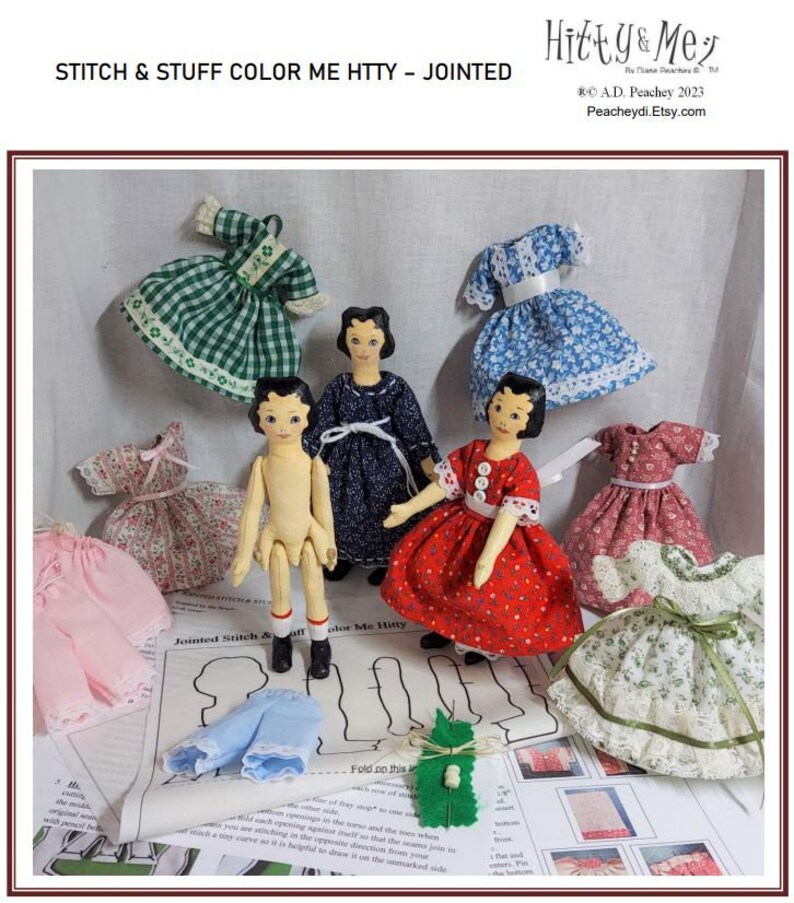 HITTY DOLL Jointed Hitty Doll PDF Sewing Pattern Tutorial - Etsy