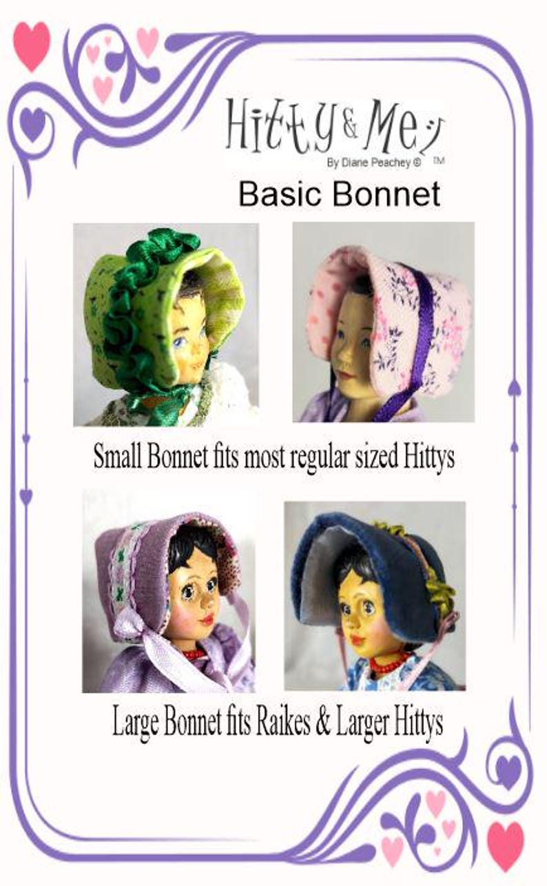 Mini Doll Bonnet Pattern HITTY DOLL Simple Basic Bonnet Sewing PDF Pattern Download - Etsy