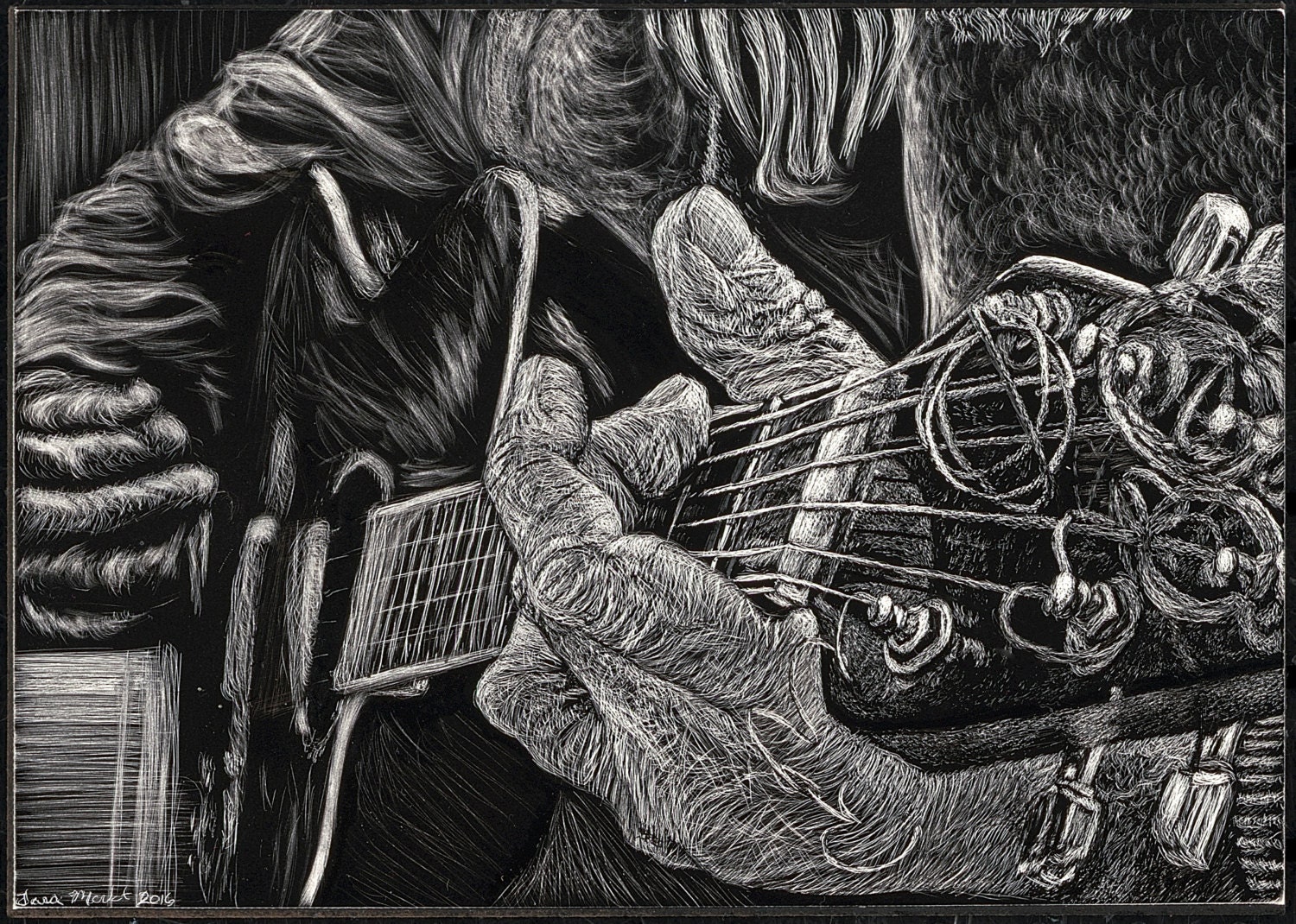 Guitar Scratchboard Etsy