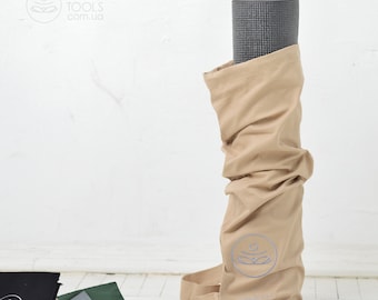 Bolsa para esterilla de yoga con loto bordado, de algodón ecológico, hecha a mano en Ucrania