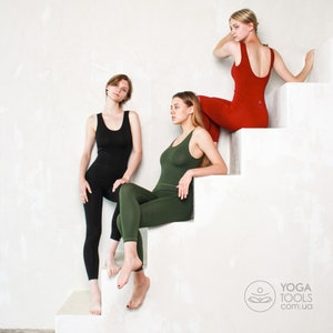 Yoga bodysuit Eco onepiece, yoga romper, jumpsuit, catsuit, cotton bodysuit, Cotton leotard