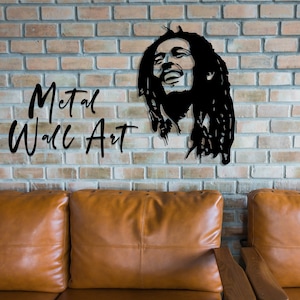 Decoração de parede de metal Bob Marley, arte musical, tapeçarias de parede masculinas, arte de parede de caverna masculina, arte de parede musical, decoração de cafeteria