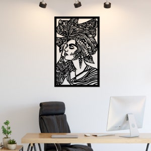 Woman Face Metal Wall Art, Female Face Wall Decor, Modern Black Wall Art, Cuban Woman Artwork, Aboriginal Woman, Feminist Wall Sculpture