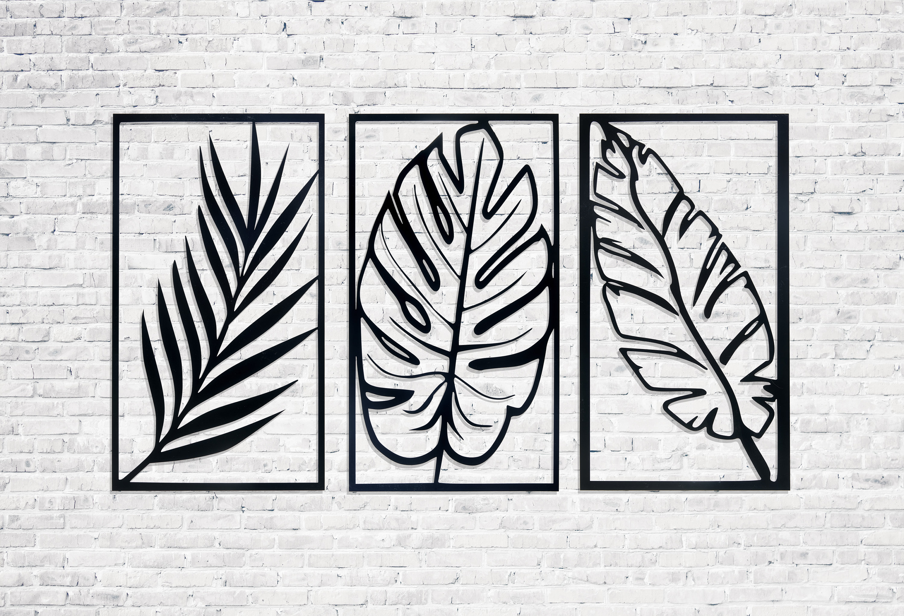 Set of 3 Tropical Metal Leaves Large Wall Decor Metal Leaf Etsy