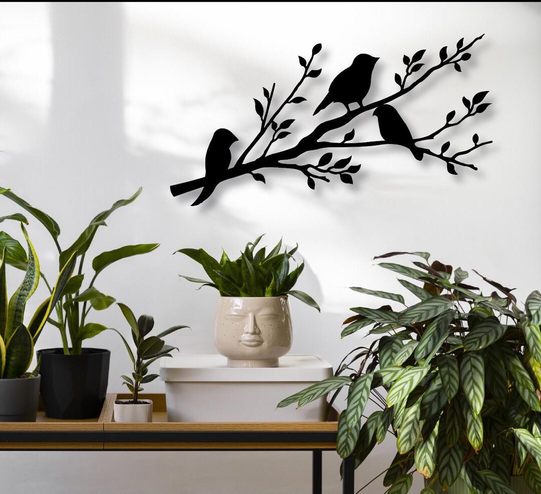 Metal Birds on Branch Wall Art: Modern Home Decor Sculpture - Etsy