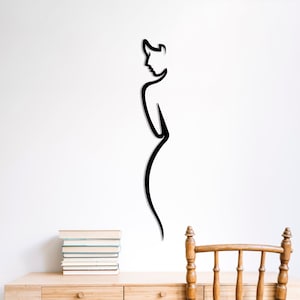 Metal Wall Art, Metal Women Wall Decor, Line Wall Art, Female Body Decor, Vertical Wall Decor, Living Room Decor, Black Metal Wall Art