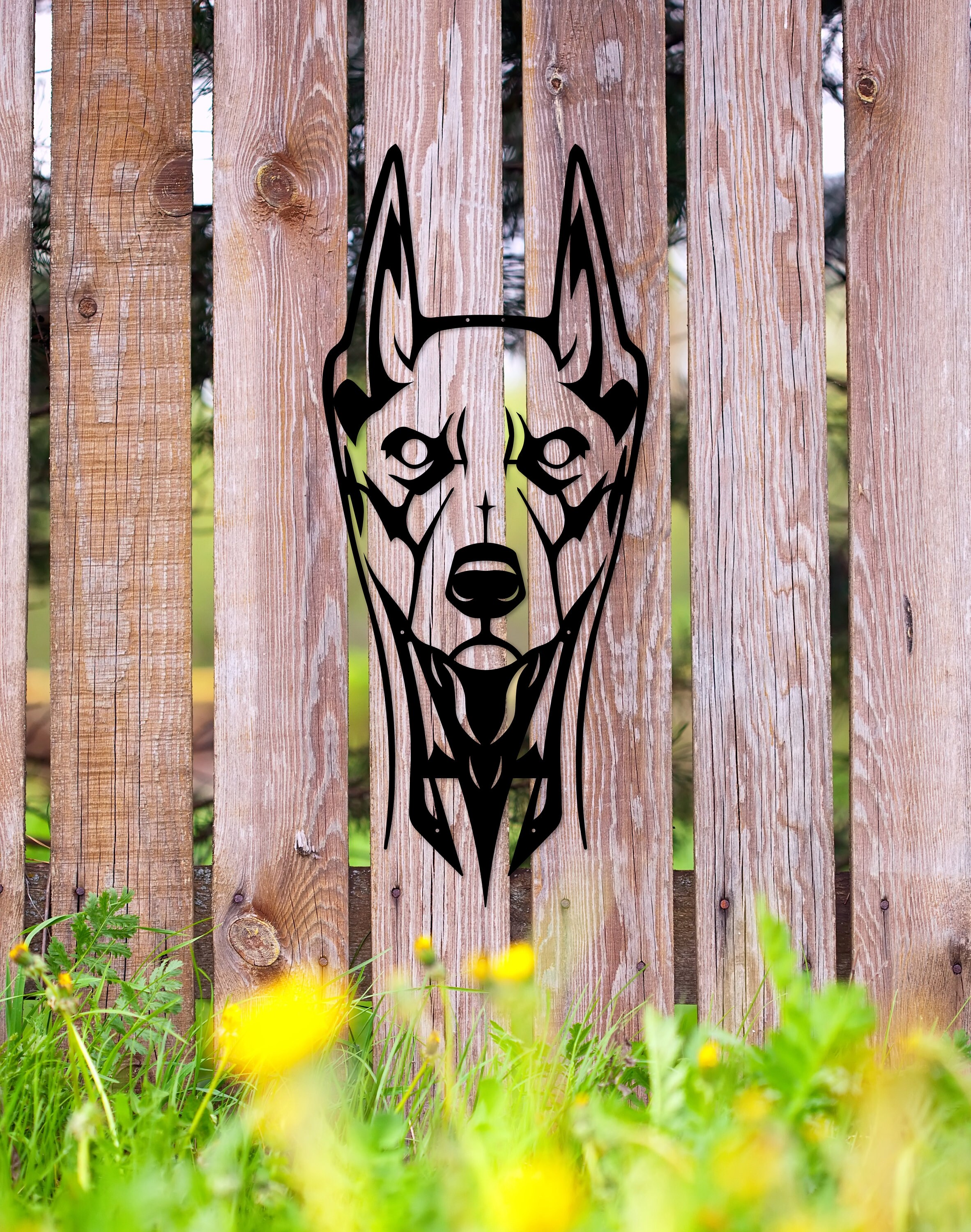 Doberman Metal Wall Art Beware of Dog Garden Decor Dog Home Etsy