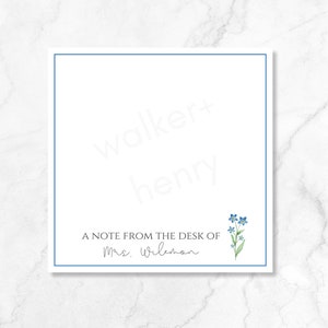 Personalized Teacher Notepad with Wildflower, Floral Notepad, Teacher Appreciation Gift, Teacher Gift, Back to school gift