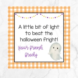 Printable Halloween tag - A little bit of light on Halloween night - personalized Halloween tag - Halloween gift tag