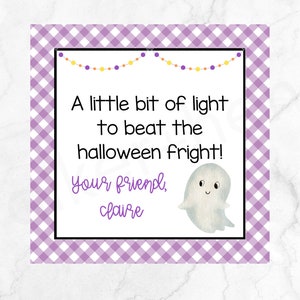 Printable Halloween tag - A little bit of light on Halloween night - personalized Halloween tag - Halloween gift tag