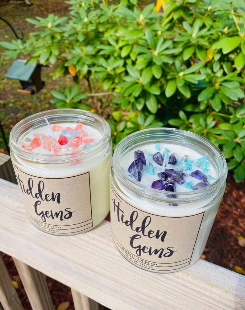 Hidden Gems Candle Mystery crystal Gemstone Candle Crystal Etsy