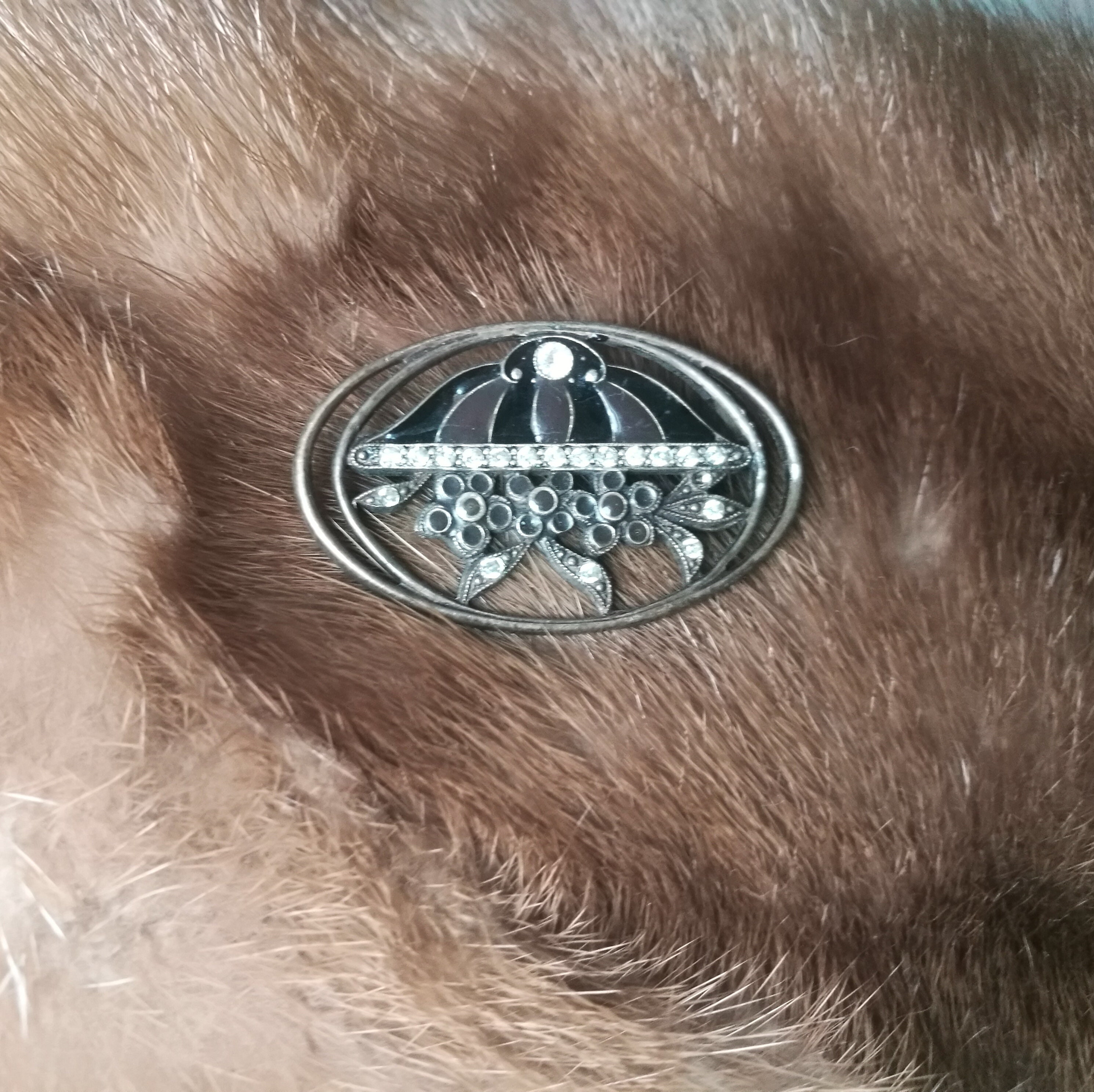 Vintage Silver Oval Brooch With Enamel Details and Strass Etsy UK