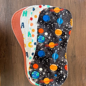 Snuggle Burp Cloths (Space Rocks), Outerspace themed nursery, planet theme, personalized burp cloth,gender neutral gift, handmade burp cloth