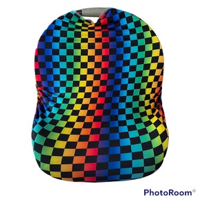 Autositzbezug (Rainbow Checkers), Stillbezug, Autositzbezug für Mädchen, Autositzbezug für Jungen, Babytragebezug, Skater Stillbezug