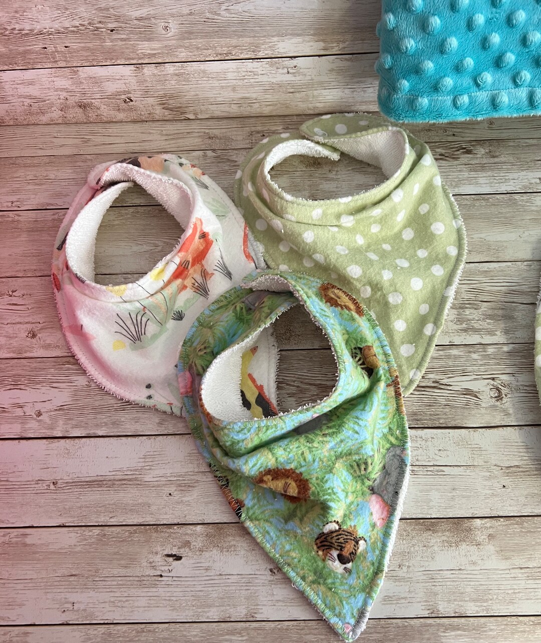 Slouchy Bandana Style Bib Set wild One, Jungle Themed Bib Set, Safari