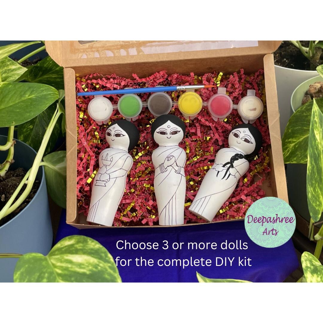 Buy DIY Dolls/ DIY Painting Kit/ Wooden Dolls/ Indian Ladies