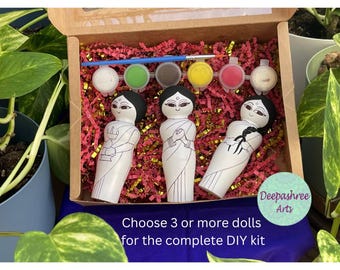DIY dolls/ DIY painting kit/ wooden dolls/ indian ladies/ indian women/ activity kit/ painting kit/ navarathri/ golu