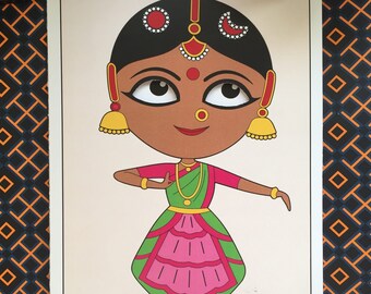 そろそろ残り少なく(u_u)【インド布絵】「BHARAT NATYAM」／送料込 そろそろ残り少なく(u_u)【インド布絵】「BHARAT NATYAM」／送料