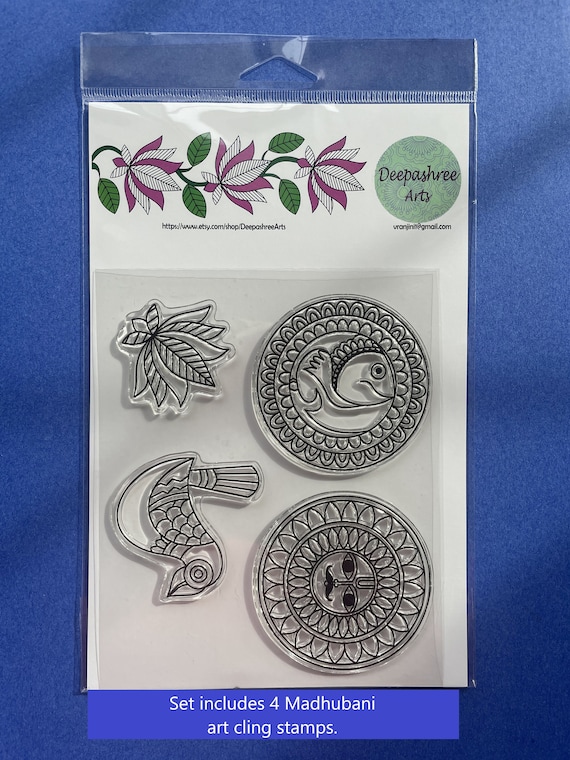 Madhubani stamp/ madhubani art/ indian art/ stamping kit/ cling stamp/ card making/ craft/ stamp/ diy stamp kit/ stamp kit