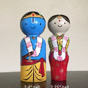 Radha Krishna dolls/ wooden hand painted dolls/ golu bommai/ radha krishna hand painted dolls/ krishna doll/ gift/ cake topper