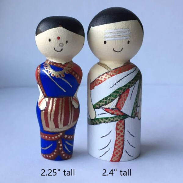 Iyer couple dolls/ tamil iyer couple/ golu bommai/ golu dolls/ wooden dolls/ hand painted dolls/ indian dolls/ cake topper/ gift/