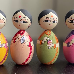 Ladies party/ golu bommai/ golu dolls/ hand painted wooden dolls/ indian women/ indian dolls/ gift/ kitty party ladies