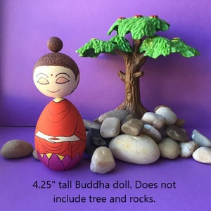 Buddha doll/ hand painted wooden doll/ golu doll/ golu bommai/ gift/ meditating buddha