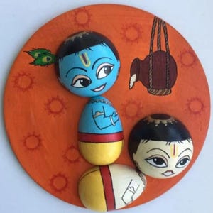 Krishna Balaram doll/ Krishna butter thief/ Krishna Makhan chor/ wall hanging/ wall decor/ Indian god/ golu doll/ gift/ hand painted doll
