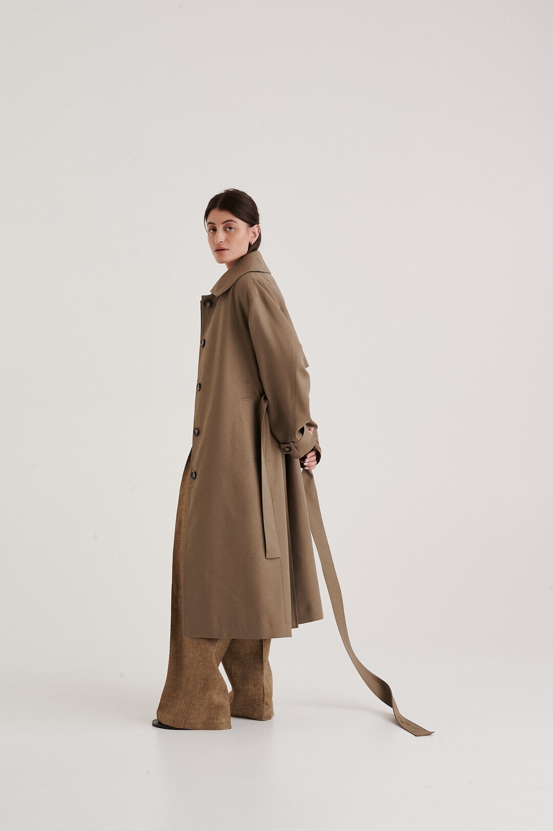 Women's Classic Trench Coat in Khaki Made of Premium Etsy UK
