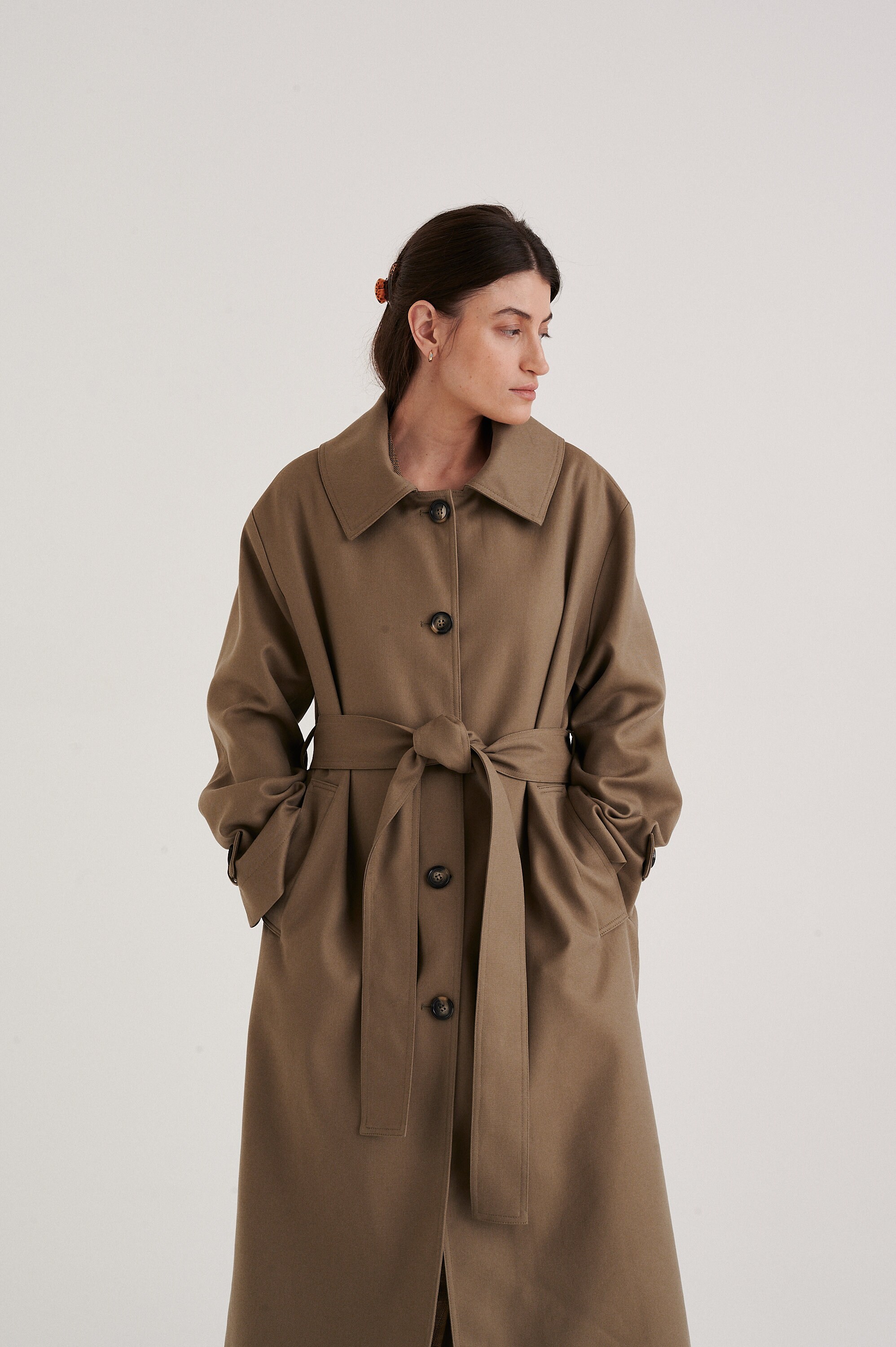 Women's Classic Trench Coat in Khaki Made of Premium Etsy UK