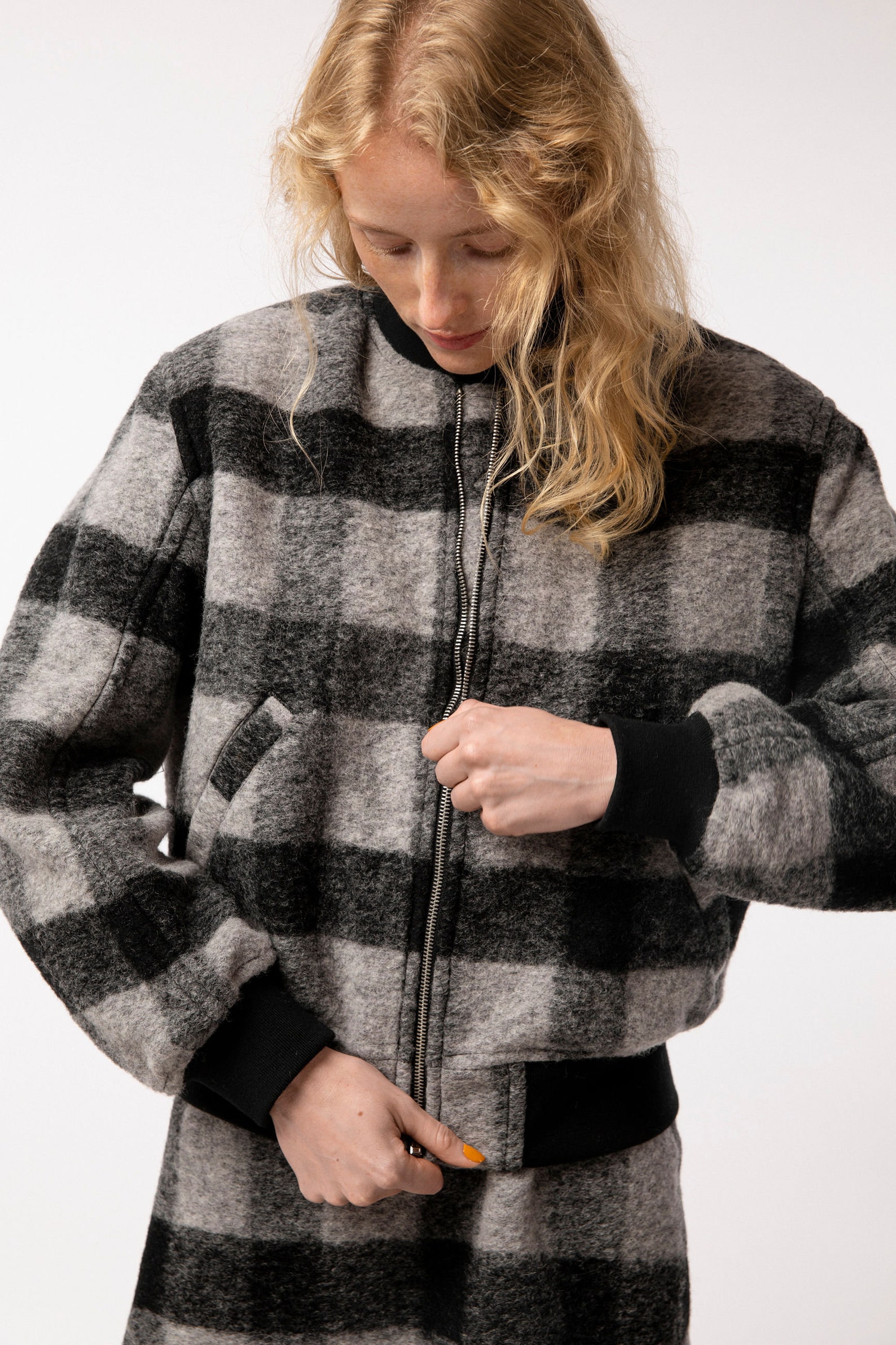 Women's Checkered Woolblend Bomberjacket Etsy