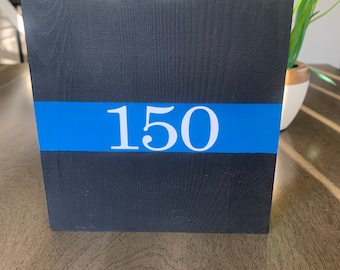 Blue Line Flag With Badge Number or Name / Police / Fire / Badge Number / First Responder / Wall Art / Wooden Sign