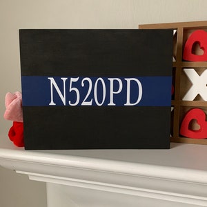 Blue Line Flag With Badge Number or Name / Police / Fire / Badge Number / First Responder / Blue Line / Wall Art / Wooden Sign