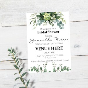 Bridal Shower Invitation / Eucalyptus Invite / Greenery / Wedding Shower / Customizable Template for Bridal Shower Invitations / Wedding