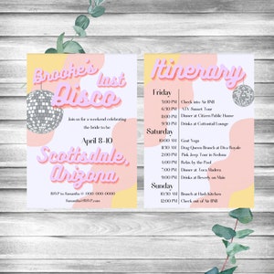 Last Disco Bachelorette Theme - Bachelorette Party Invitation - Last Disco Theme - Bride to be - Bachelorette Weekend Invitation