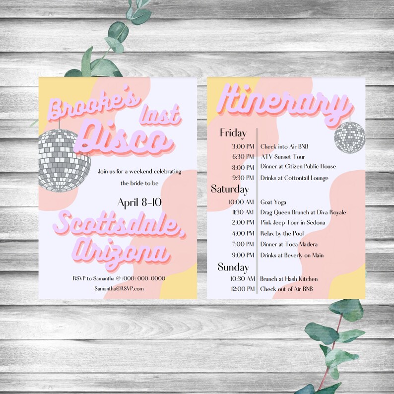 Last Disco Bachelorette Theme - Bachelorette Party Invitation - Last Disco Theme - Bride to be - Bachelorette Weekend Invitation