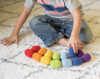 Crochet Montessori sensorial sound eggs/ Montessori baby/ Montessori baby toy / Montessori sound cylinders/ Montessori color sorter