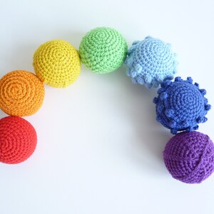 Montessori tactile balls/ Montessori sensory balls/ Crochet sensory ball/ Waldorf educational toy/ Rainbow textured ball/ Tactile toy image 6